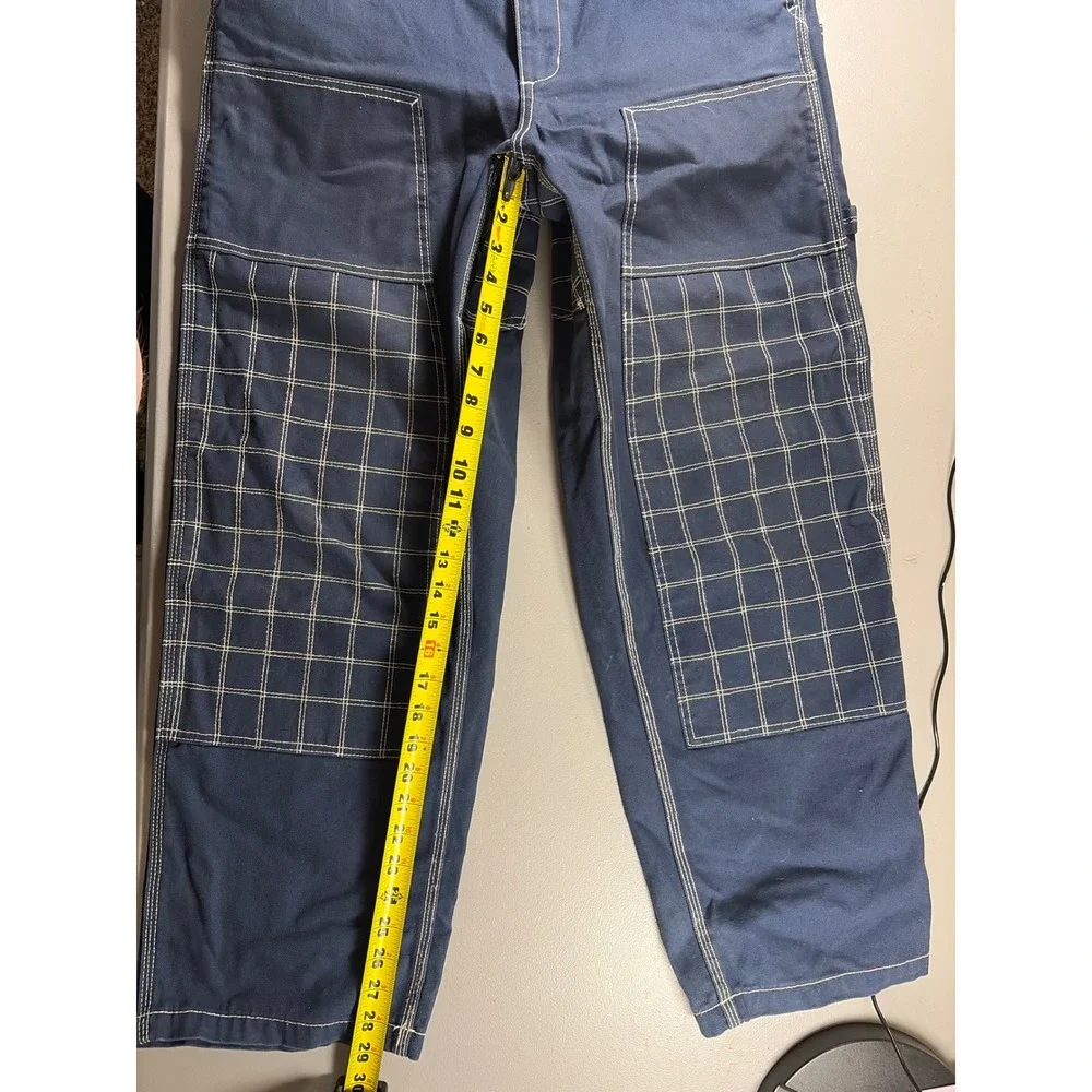 OTW by Vans Double Knee Carpenter Pants Mens 30 Navy Grid Waffle Contrast Stitch